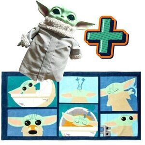🌟 Lot of 2 NWT BATH / POOL TOWEL + GROGU DOLL – Star Wars Baby Yoda, The Child